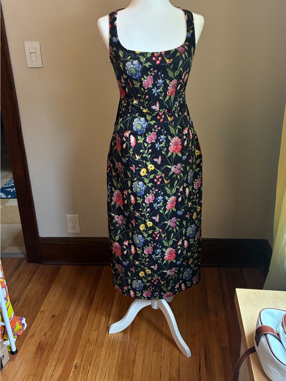 Samantha Pleet Black Wallpaper Midi Dress sz 6
